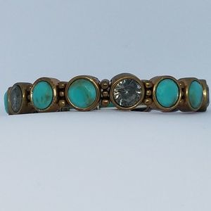 CHAPS stretch bracelet- turquoise and gold tone